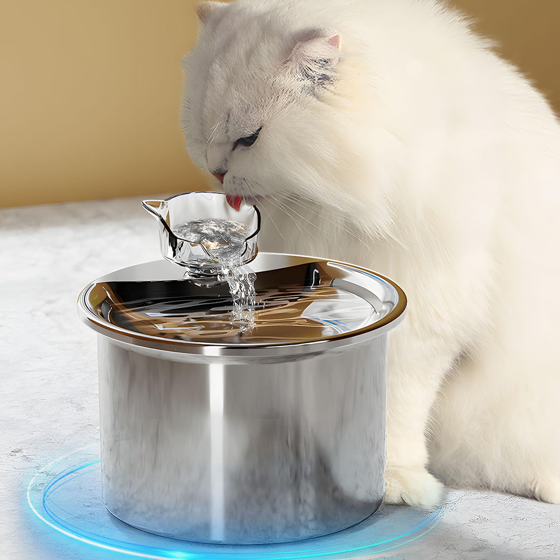 Quiet Stainless Steel Cat Drinking Fountain with Filter