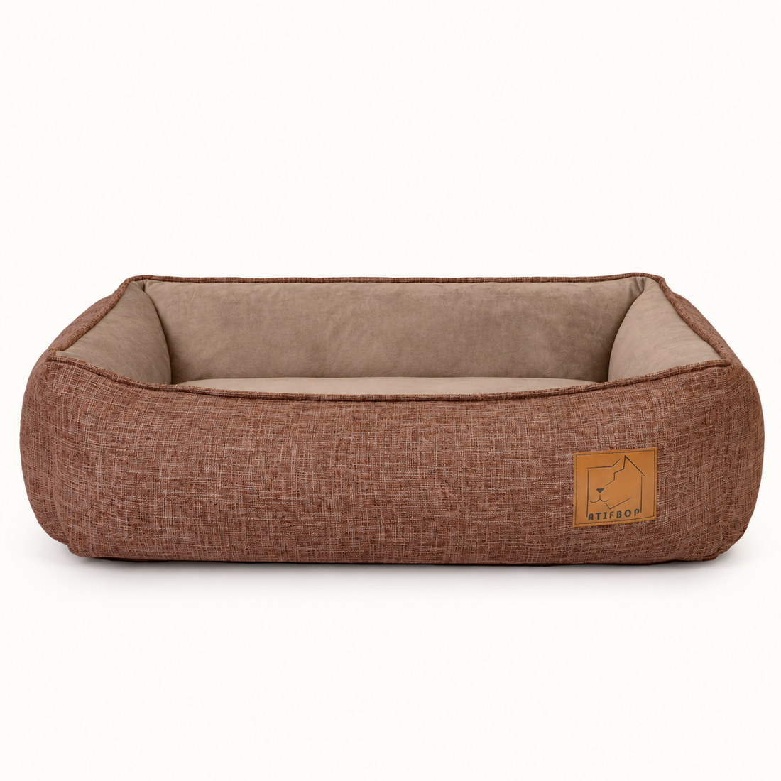 Washable Memory Foam Pet Bed with Removable Cover (Brown) — clean product view