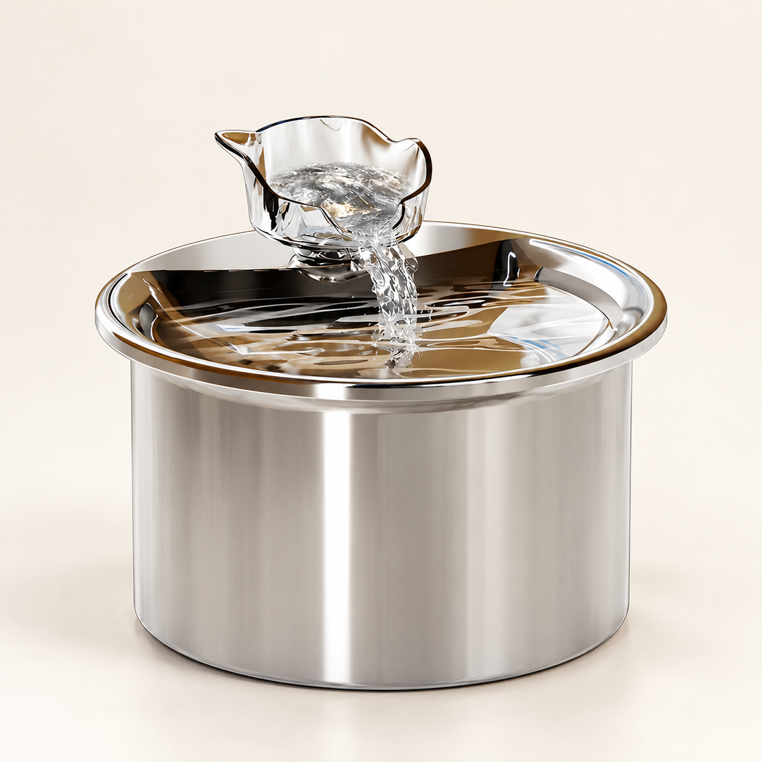 Quiet Stainless Steel Cat Drinking Fountain with Filter — clean product view